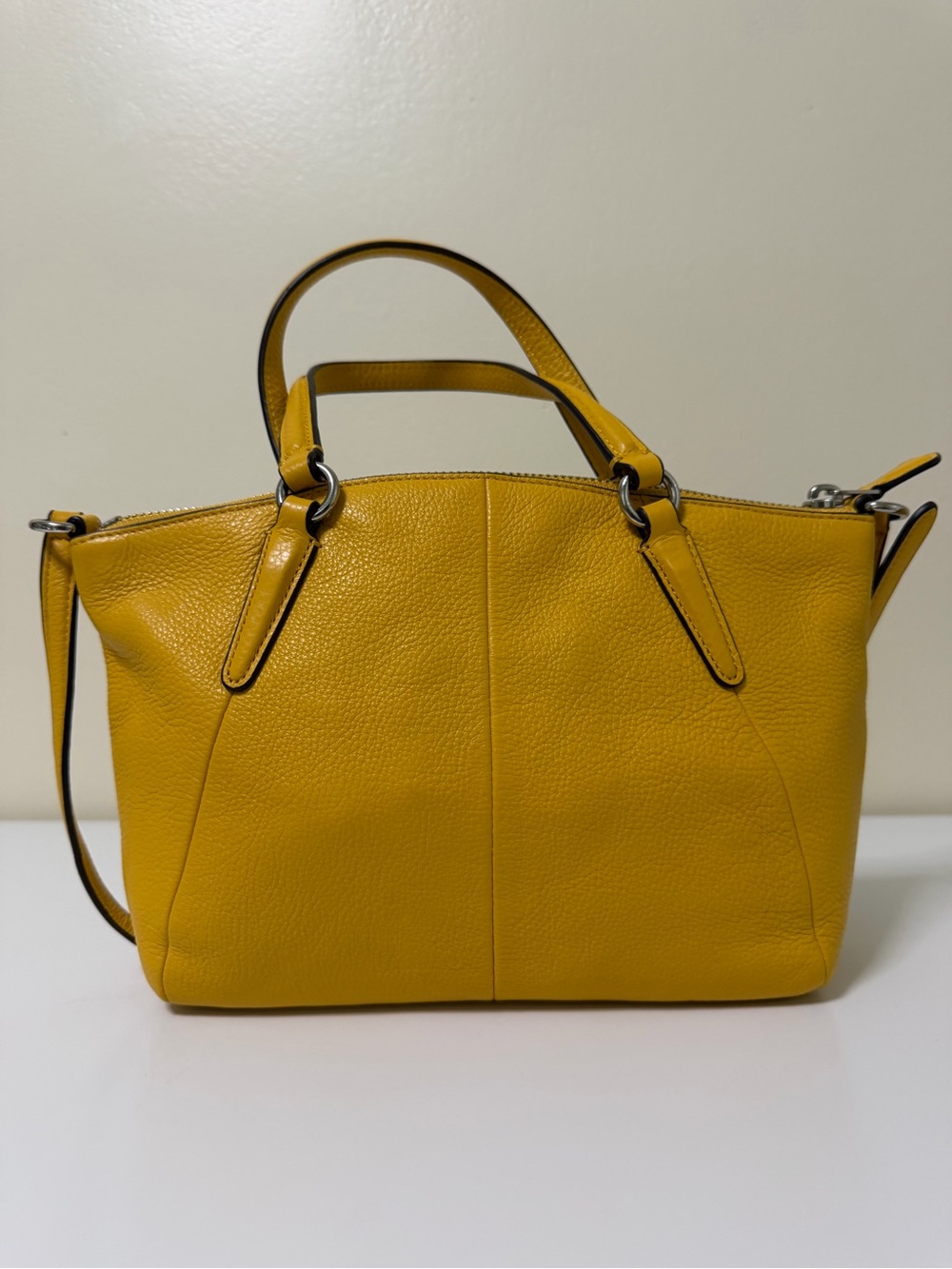 Coach Mini Kelsey Satchel Pebble Leather Mustard Yellow Style# F57563 - Picture 6 of 12